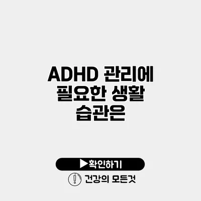 ADHD 관리에 필요한 생활 습관은?