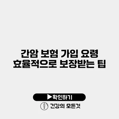 간암 보험 가입 요령 효율적으로 보장받는 팁