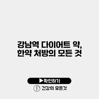 강남역 다이어트 약, 한약 처방의 모든 것
