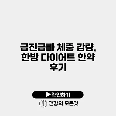 급진급빠 체중 감량, 한방 다이어트 한약 후기
