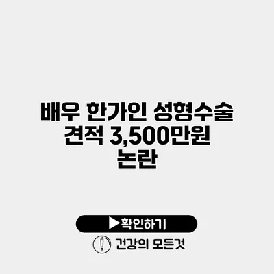배우 한가인 성형수술 견적 3,500만원 논란