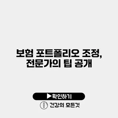 보험 포트폴리오 조정, 전문가의 팁 공개