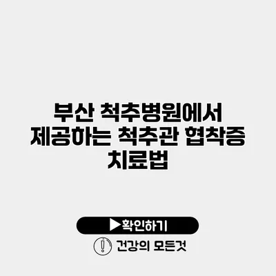 부산 척추병원에서 제공하는 척추관 협착증 치료법