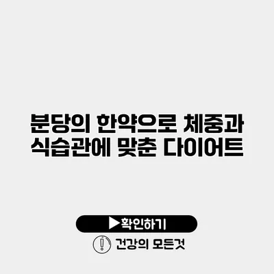 분당의 한약으로 체중과 식습관에 맞춘 다이어트