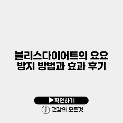 블리스다이어트의 요요 방지 방법과 효과 후기