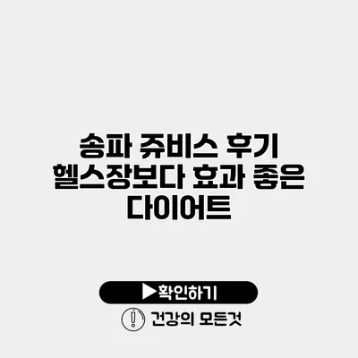 송파 쥬비스 후기 헬스장보다 효과 좋은 다이어트
