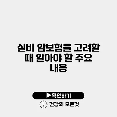 실비 암보험을 고려할 때 알아야 할 주요 내용