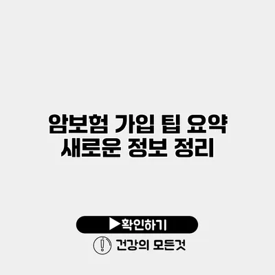 암보험 가입 팁 요약 새로운 정보 정리