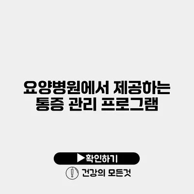 요양병원에서 제공하는 통증 관리 프로그램