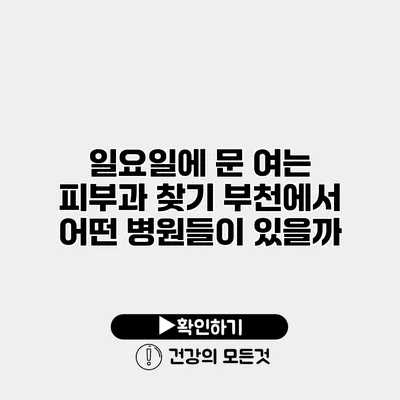 일요일에 문 여는 피부과 찾기 부천에서 어떤 병원들이 있을까?