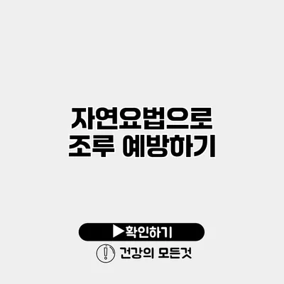 자연요법으로 조루 예방하기