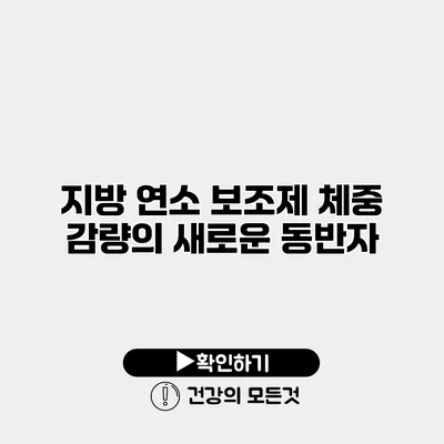 지방 연소 보조제 체중 감량의 새로운 동반자