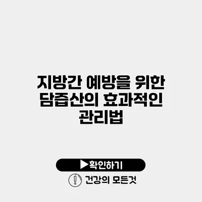 지방간 예방을 위한 담즙산의 효과적인 관리법