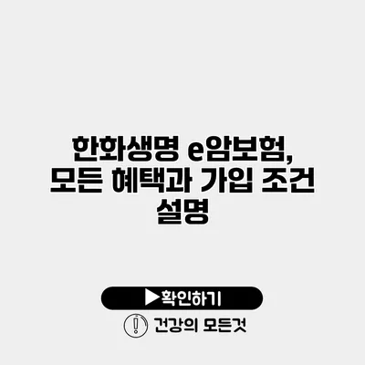 한화생명 e암보험, 모든 혜택과 가입 조건 설명