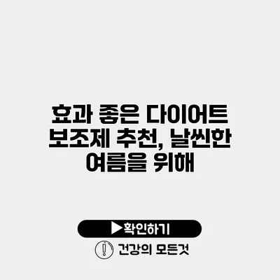 효과 좋은 다이어트 보조제 추천, 날씬한 여름을 위해