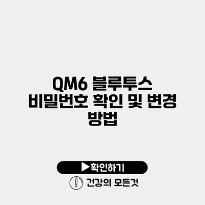 QM6 블루투스 비밀번호 확인 및 변경 방법