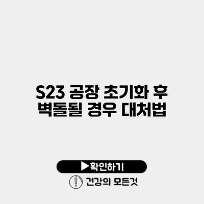 S23 공장 초기화 후 벽돌될 경우 대처법