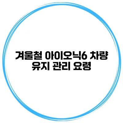 겨울철 아이오닉6 차량 유지 관리 요령