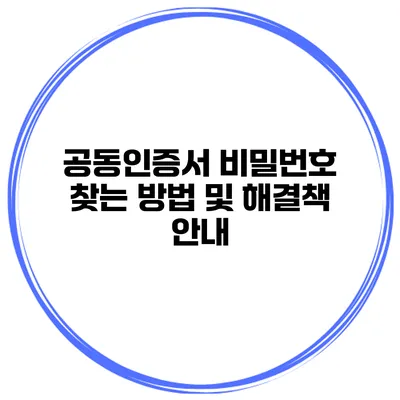 공동인증서 비밀번호 찾는 방법 및 해결책 안내