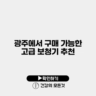 광주에서 구매 가능한 고급 보청기 추천