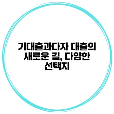 기대출과다자 대출의 새로운 길, 다양한 선택지