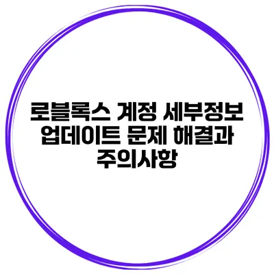 로블록스 계정 세부정보 업데이트 문제 해결과 주의사항