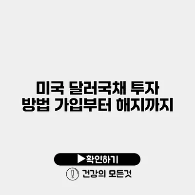 미국 달러국채 투자 방법 가입부터 해지까지