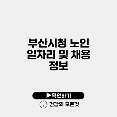 부산시청 노인 일자리 및 채용 정보