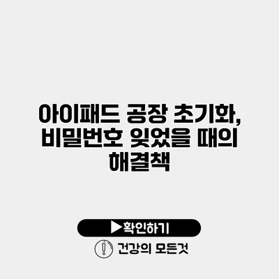 아이패드 공장 초기화, 비밀번호 잊었을 때의 해결책