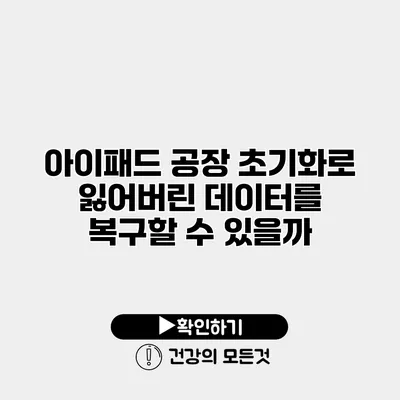 아이패드 공장 초기화로 잃어버린 데이터를 복구할 수 있을까?