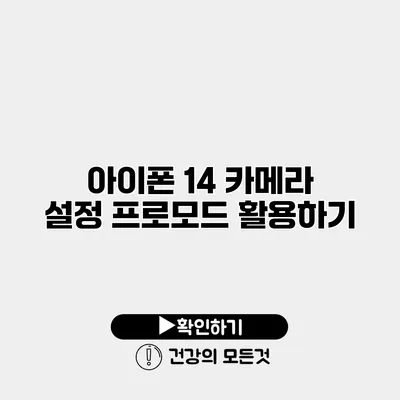 아이폰 14 카메라 설정 프로모드 활용하기
