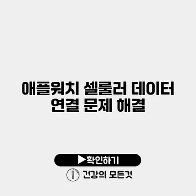 애플워치 셀룰러 데이터 연결 문제 해결