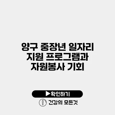 양구 중장년 일자리 지원 프로그램과 자원봉사 기회