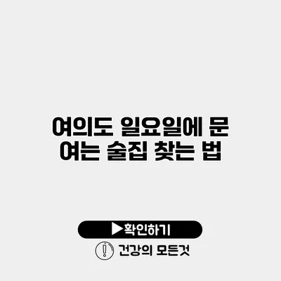 여의도 일요일에 문 여는 술집 찾는 법
