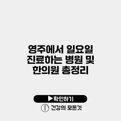 영주에서 일요일 진료하는 병원 및 한의원 총정리