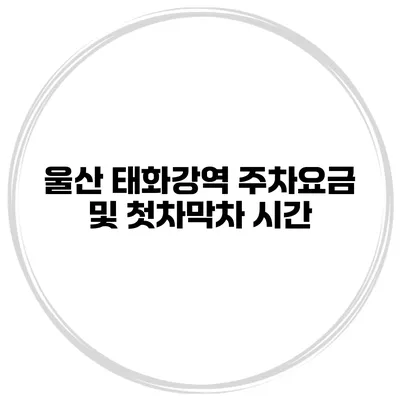울산 태화강역 주차요금 및 첫차/막차 시간