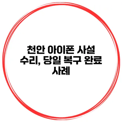 천안 아이폰 사설 수리, 당일 복구 완료 사례