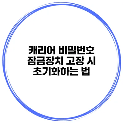 캐리어 비밀번호 잠금장치 고장 시 초기화하는 법