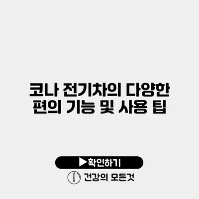 코나 전기차의 다양한 편의 기능 및 사용 팁