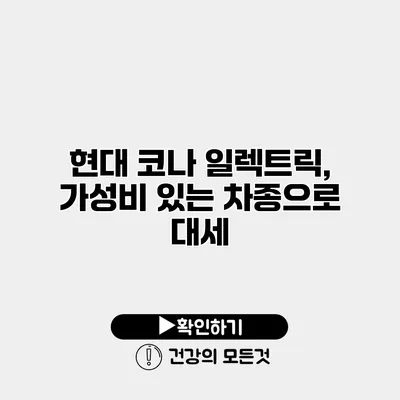 현대 코나 일렉트릭, 가성비 있는 차종으로 대세