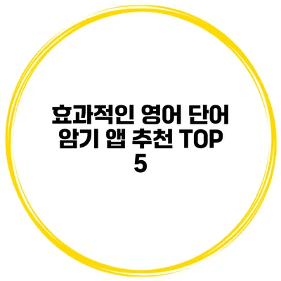 효과적인 영어 단어 암기 앱 추천 TOP 5